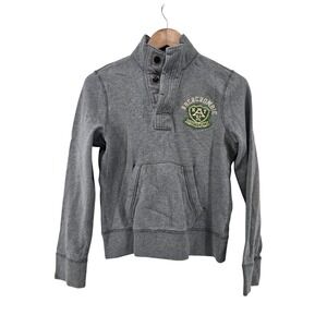 Abercrombie Pullover Kids Medium Gray Muscle Fit Mock Neck Button Sweatshirt